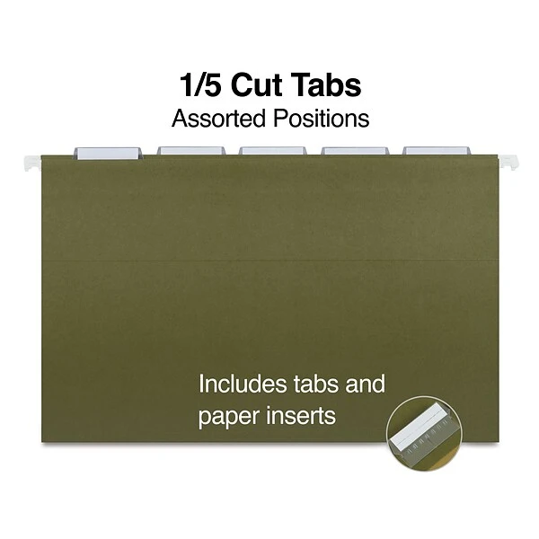 Staples ECO-ID Hanging File Folder, 5-Tab, Legal Size, Standard Green, 25/Box (TR116830) 4 Staples ECO-ID Hanging File Folder, 5-Tab, Legal Size, Standard Green, 25/Box (TR116830) - Image 2