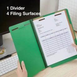 Quill Brand® End-Tab Partition Folders, 1 Partition, 4 Fasteners, Emerald Green, Letter, 15/Box (751034) -Esseltela Shop E97D24BF CF8B 4F26 AF487296017CDCCA s7