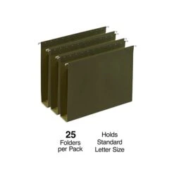 Staples Box Bottom Hanging File Folder, 2" Expansion, Letter Size, Standard Green, 25/Box (TR117515)