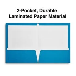 Twin-Pocket Laminated Portfolios, Light Blue, 10/Pack