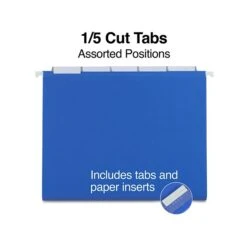 Quill Brand® Hanging File Folders, 1/5-Cut, Letter Size, Blue, 25/Box (7387QBE) -Esseltela Shop F8E37144 7E35 4A4A ACEFD99EDF2B8978 s7