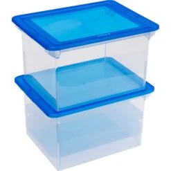 Storex File Storage Box With Snap-On Lid, Letter/Legal Size, Clear/Blue (STX61508U01C)
