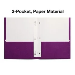 Staples 2-Pocket Pocket Folders With Fasteners, Purple, 25/Box (50776/27544-CC)