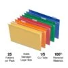 Staples Heavy Duty Reinforced Hanging File Folders, 5-Tab, Legal Size, Assorted Colors, 25/Box (TR18657)