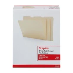 Staples Reinforced File Folder, 1/3 Cut Tab, Letter Size, Manila, 100/Box (TR56682) -Esseltela Shop FD944EE5 9F3E 44EB 98FA87BF1426CBA9 s7