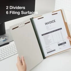 Quill Brand® Recycled Pressboard Classification Folders, 2-Partitions, 6-Fasteners, Letter, Gray, 15/Box (761902) -Esseltela Shop FF7792C8 0D45 4D85 A77D0D8B5A0A77FD s7