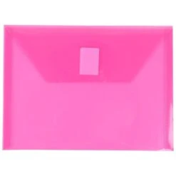 JAM Paper® Plastic Envelopes With Hook & Loop Closure, Index Booklet, 5.5" X 7.5", Fuchsia Pink Poly, 12/Pack (920V0FU)