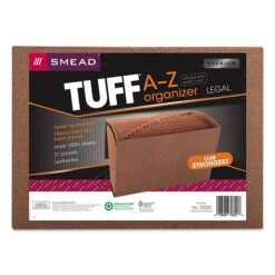 Smead TUFF Expanding File, Alphabetic (A-Z), 21 Pockets, Flap And Elastic Cord Closure, Legal Size, Redrope Stock (70320)