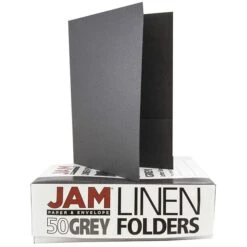 JAM Paper 2-Pocket Portfolio Folder, Gray Linen, 100/Box (3084B) -Esseltela Shop m002636852 s7