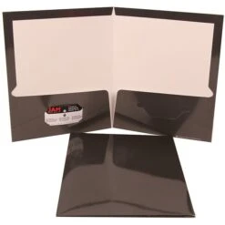 JAM Paper® Laminated Two-Pocket Glossy Presentation Folders, Grey, 6/Pack (31225352U) -Esseltela Shop m002731532 s7