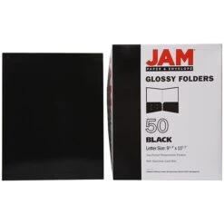 JAM Paper® Laminated Two-Pocket Glossy Presentation Folders, Black, Bulk 50/Box (385GBLC) -Esseltela Shop m002765498 s7