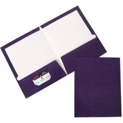 JAM Paper® Laminated Two-Pocket Glossy Presentation Folders, Purple, 6/Pack (385GPUA) -Esseltela Shop m002765522 s7