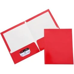 JAM Paper® Laminated Two-Pocket Glossy Presentation Folders, Red, Bulk 50/Box (385GREC) -Esseltela Shop m002765526 s7