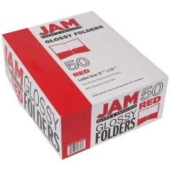 JAM Paper® Laminated Two-Pocket Glossy Presentation Folders, Red, Bulk 50/Box (385GREC) -Esseltela Shop m002765527 s7