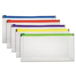 Pendaflex Poly Zip Envelope, Check, Open Side, Assorted, 5/Pack (PFX85293)