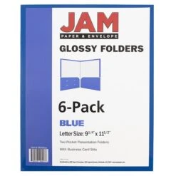 JAM Paper Glossy 2-Pocket Portfolio Folder, Blue, 6/Pack (385Gbua) -Esseltela Shop m003904158 s7