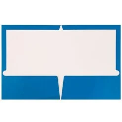 JAM Paper Glossy 2-Pocket Portfolio Folder, Blue, 6/Pack (385Gbua)