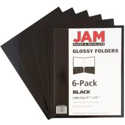 JAM Paper Glossy 2-Pocket Portfolio Folder, Black, 6/Pack (385Gbla) -Esseltela Shop m004860169 s7