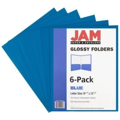 JAM Paper Glossy 2-Pocket Portfolio Folder, Blue, 6/Pack (385Gbua) -Esseltela Shop m004860171 s7
