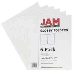 JAM PAPER Glossy 2 Pocket Presentation Folder, White, 6/Pack (385GWHA) -Esseltela Shop m004860188 s7