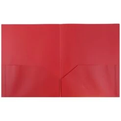 JAM Paper Plastic POP 2-Pocket Presentation Folder, Red, 6/Pack (382EREDD)