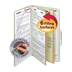 Smead Pressboard Classification Folders With SafeSHIELD Fasteners, Legal Size, 2 Dividers, Gray/Green, 10/Box (19076) -Esseltela Shop m004894796 s7
