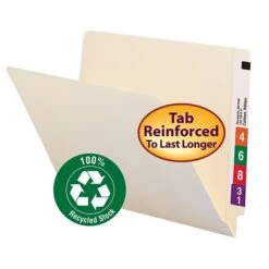 Smead End Tab 100% Recycled File Folder, Shelf-Master Reinforced Straight-Cut Tab, Letter Size, Manila, 100/Box (24160) -Esseltela Shop m004895036 s7