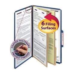Smead Pressboard Classification Folders With SafeSHIELD Fasteners, Legal Size, 2 Dividers, Dark Blue, 10/Box (19035) -Esseltela Shop m004895257 s7
