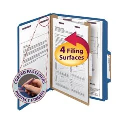Smead Classification Folders With SafeSHIELD Fasteners, 2" Expansion, Letter Size, 1 Divider, Dark Blue, 10/Box (13732) -Esseltela Shop m004895531 s7