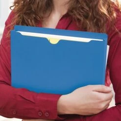 Smead Paper Stock File Jackets, Reinforced Straight Cut Tab, 2" Expansion, Letter Size, Blue, 50/Box (75562) -Esseltela Shop m004895702 s7