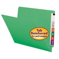 Smead Colored End Tab File Folder, Shelf-Master Reinforced Straight-Cut Tab, Letter Size, Green, 100/Box (25110) -Esseltela Shop m004895867 s7