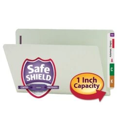 Smead End-Tab Pressboard Fastener File Folder With SafeSHIELD Fastener, Legal Size, Gray/Green, 25/Box (37705) -Esseltela Shop m004895969 s7