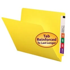 Smead Colored End Tab File Folder, Shelf-Master Reinforced Straight-Cut Tab, Letter Size, Yellow, 100/Box (25910) -Esseltela Shop m004895995 s7