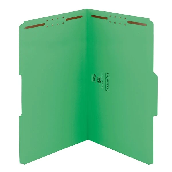 Smead® Fastener File Folder, 2 Fasteners, Reinforced 1/3-Cut Tab, Legal Size, Green, 50/Box (17140) 3 Smead® Fastener File Folder, 2 Fasteners, Reinforced 1/3-Cut Tab, Legal Size, Green, 50/Box (17140)