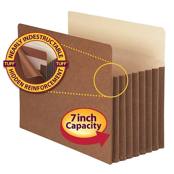 Smead TUFF Redrope File Pockets, 7" Expansion, Letter Size, Brown, 5/Box (73395) 7 Smead TUFF Redrope File Pockets, 7" Expansion, Letter Size, Brown, 5/Box (73395) - Image 5