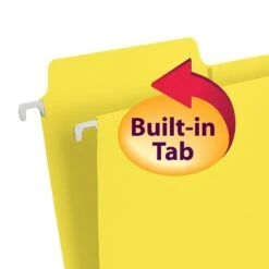 Smead FasTab Hanging File Folders, 1/3-Cut Tab, Letter Size, Yellow, 20/Box (64097) -Esseltela Shop m004897099 s7