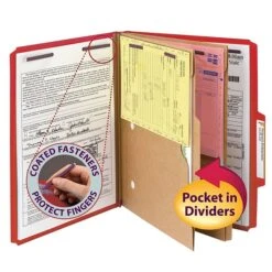 Smead Classification Folders With SafeSHIELD Fasteners, 2" Expansion, Letter Size, 2 Dividers, Bright Red, 10/Box (14082) -Esseltela Shop m004897400 s7