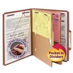 Smead Pressboard Classification Folders With SafeSHIELD Fasteners, 2" Expansion, Letter Size, 2 Dividers, Red, 10/Box (14079) -Esseltela Shop m004897427 s7