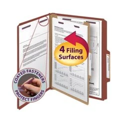 Smead Pressboard Classification Folders, 2" Expansion, Letter Size, 1 Divider, Red, 10/Box (13775) -Esseltela Shop m004897437 s7