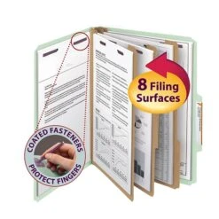Smead Classification Folders With SafeSHIELD Fasteners, 3" Expansion, Letter Size, 3 Dividers, Gray/Green, 10/Box (14091) -Esseltela Shop m004898020 s7