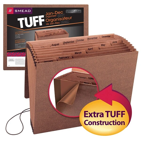 Smead® TUFF Expanding File, Monthly (Jan.-Dec.), 12 Pockets, Flap & Elastic Cord Closure, Letter, Redrope Stock (70388) 6 Smead® TUFF Expanding File, Monthly (Jan.-Dec.), 12 Pockets, Flap & Elastic Cord Closure, Letter, Redrope Stock (70388) - Image 4