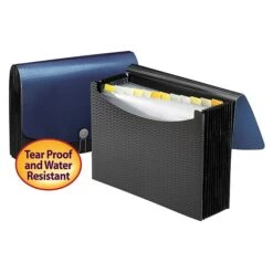 Smead Heavy Duty Expanding File With Flap & Elastic Cord Closure, Letter Size, 12 Pockets, Blue/Black (70863)