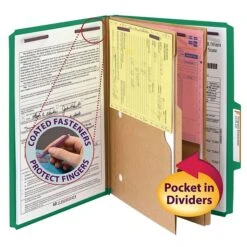 Smead Pressboard Classification Folders With SafeSHIELD Fasteners, 2" Expansion, Legal Size, 2 Dividers, Green, 10/Box (19083) -Esseltela Shop m004898469 s7
