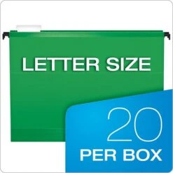 Pendaflex SureHook® Reinforced Hanging File Folders, 5 Tab Positions, Letter Size, Bright Green, 20/Box (6152 1/5 BGR) -Esseltela Shop m005167884 s7