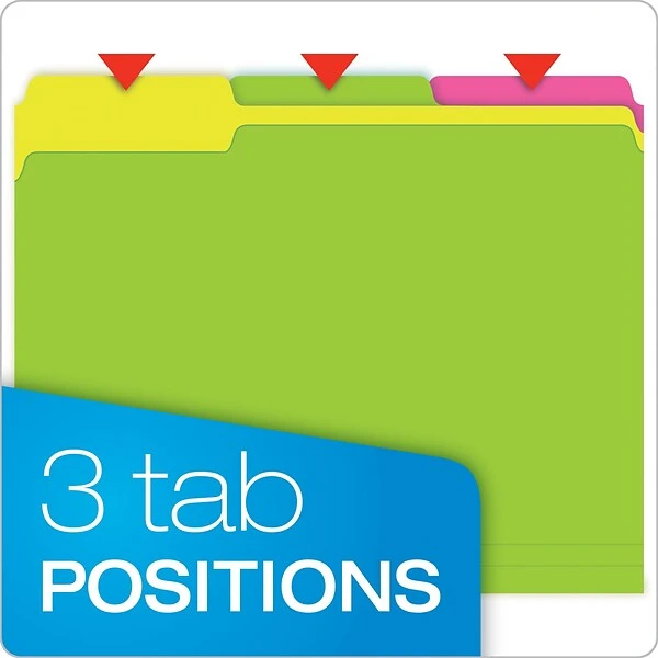 Pendaflex Glow Twisted 3-Tab File Folder, Letter Size, Multicolor, 12/Pack (40526) 4 Pendaflex Glow Twisted 3-Tab File Folder, Letter Size, Multicolor, 12/Pack (40526) - Image 2