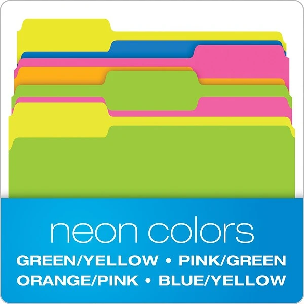 Pendaflex Glow Twisted 3-Tab File Folder, Letter Size, Multicolor, 12/Pack (40526) 5 Pendaflex Glow Twisted 3-Tab File Folder, Letter Size, Multicolor, 12/Pack (40526) - Image 3