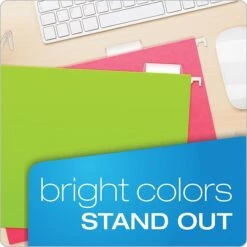 Pendaflex Glow 5-Tab Hanging File Folders, Letter Size, Multicolor, 25/Box (81672)