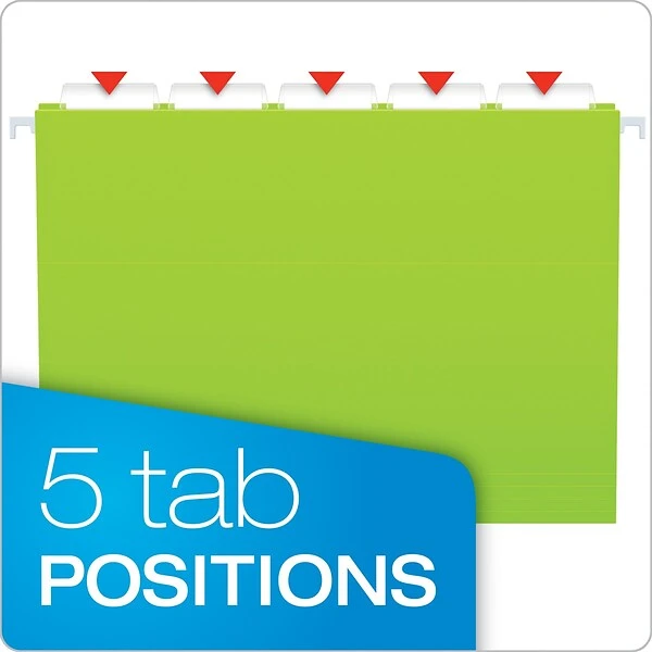 Pendaflex Glow 5-Tab Hanging File Folders, Letter Size, Multicolor, 25/Box (81672) 4 Pendaflex Glow 5-Tab Hanging File Folders, Letter Size, Multicolor, 25/Box (81672) - Image 2