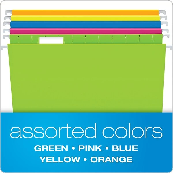 Pendaflex Glow 5-Tab Hanging File Folders, Letter Size, Multicolor, 25/Box (81672) 5 Pendaflex Glow 5-Tab Hanging File Folders, Letter Size, Multicolor, 25/Box (81672) - Image 3