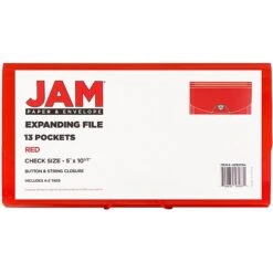 Jam Paper Plastic File Pocket, Check Size, Red (2167012) -Esseltela Shop m005223425 s7